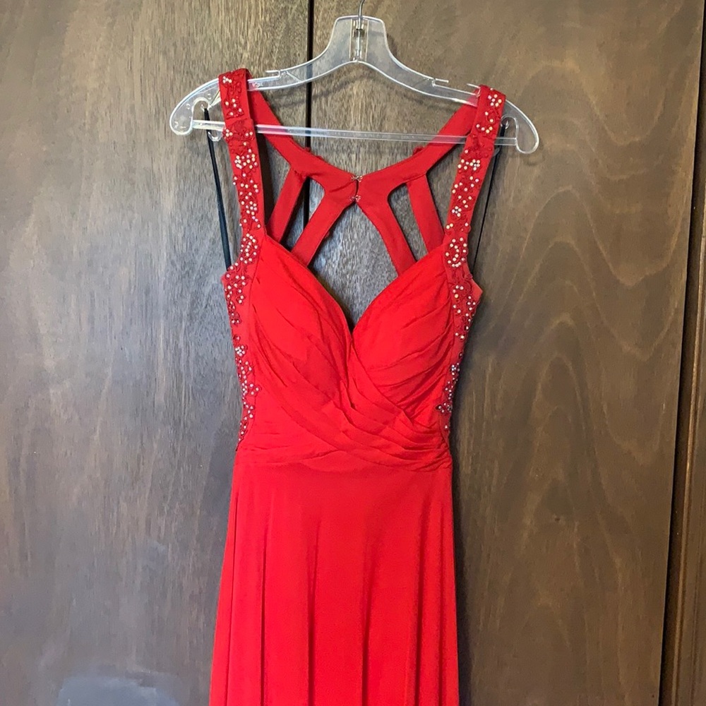 B’Dazzle red sparkle gown with padding
